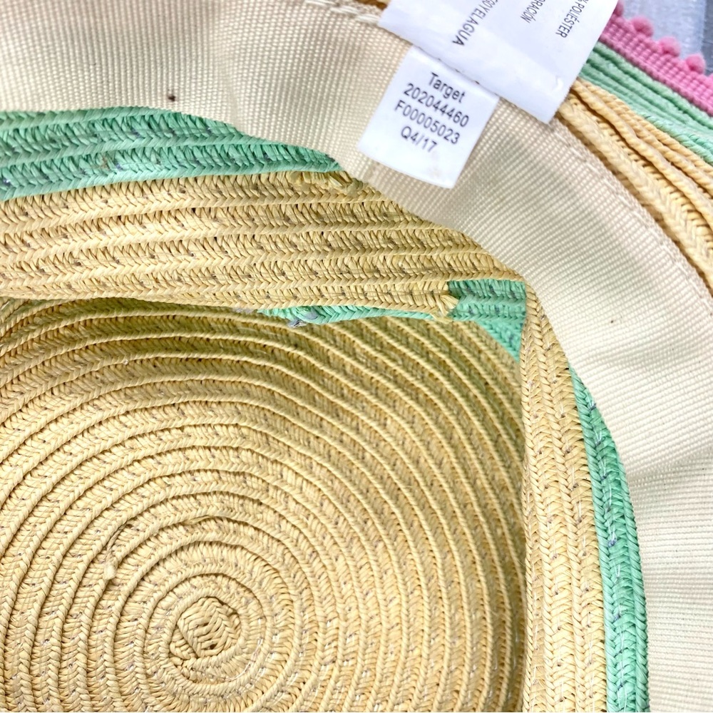 Boho Striped Pom Straw Hat Floppy Beach Summer Sun Hat Vacation Resort Cruise - Picture 11 of 14